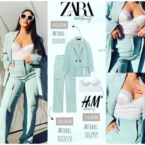 Zara Double Breasted Soft Oversized Blazer Jacket Light Green Shoulder Pads - Picture 4 of 13